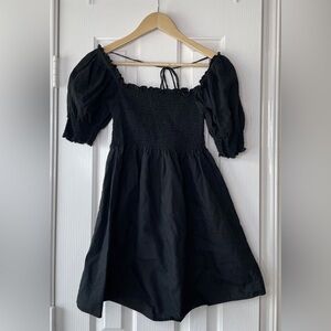 Hill House Athena Nap Dress Black Smocked Dress Size XS